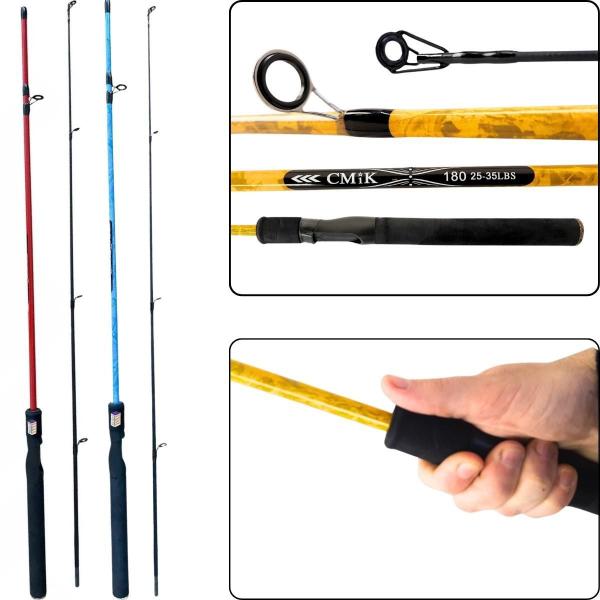 Imagem de Kit 2 Varas De Pesca 1,80M Fibra De Carbono 30Lb Molinete