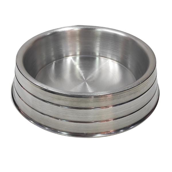 Kit 2 Vasilha Comedouro Bebedouro Cães Alumínio Pesado Polido Pet G 2200ml - O Plano Pet Imagem de Kit 2 Vasilha Comedouro Bebedouro Cães Alumínio Pesado Polido Pet G 2200ml
