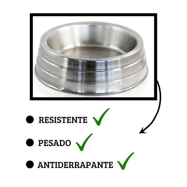 Kit 2 Vasilha Comedouro Bebedouro Cães Alumínio Pesado Polido Pet G 2200ml - O Plano Pet Imagem de Kit 2 Vasilha Comedouro Bebedouro Cães Alumínio Pesado Polido Pet G 2200ml
