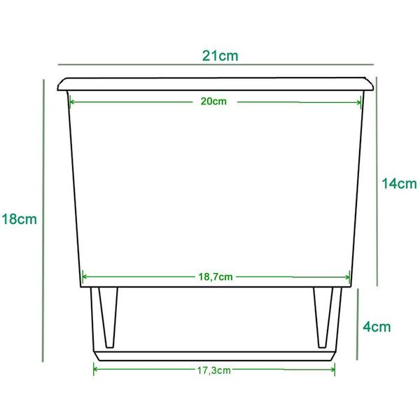 Imagem de Kit 2 Vaso Raiz Auto Irrigável 21x18cm N4 Autoirrigável Grande Plantas Flores Temperos Horta