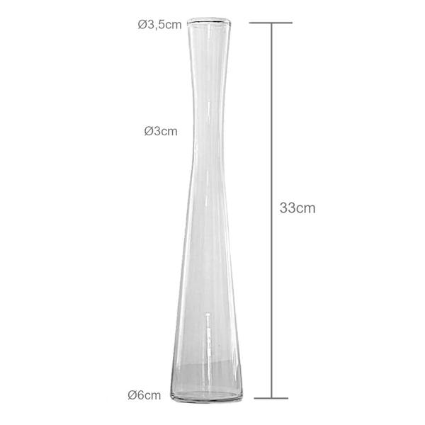 Imagem de Kit 2 Vaso Solitário Vidro Transparente Ø6x33,5cm Decoração Para Mesa Sala Flor