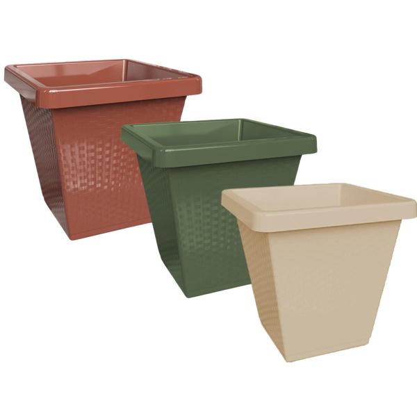 Imagem de Kit 2 Vasos De Planta Médio 3litros Quadrado Plástico Rattan