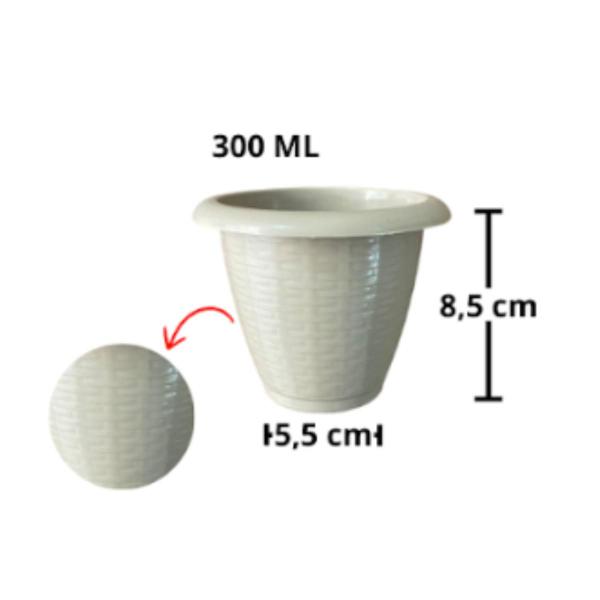 Imagem de Kit 2 Vasos De Planta Pequeno 300ml Redondo Plástico Rattan