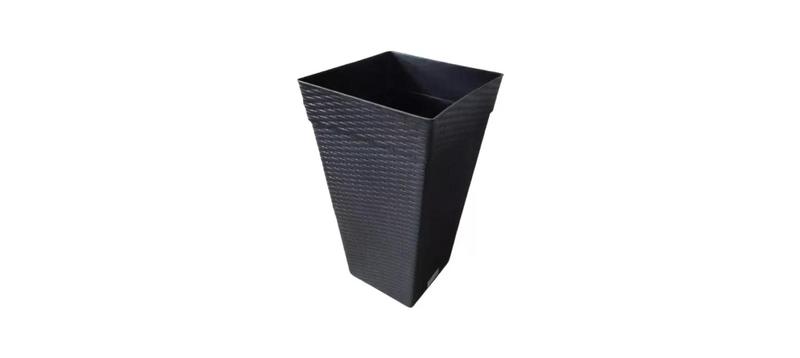 Imagem de Kit 2 Vasos Rattan Quadrado Plástico 10 L Preto Decorativo