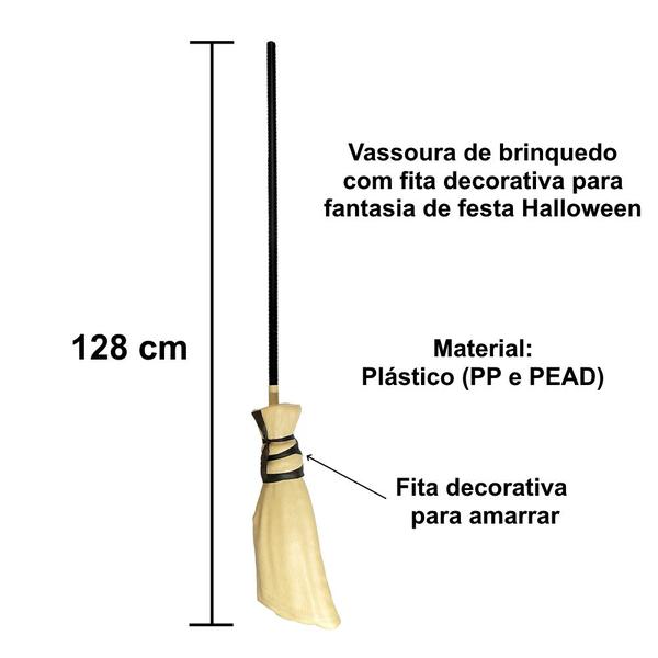 Imagem de Kit 2 Vassourão dia das Bruxas Enfeite Decoração de Halloween Bege