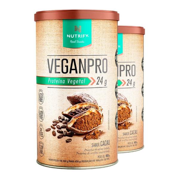 Imagem de Kit 2 Veganpro Proteína Vegetal Cacau Nutrify 450g