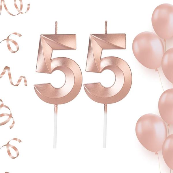 Imagem de Kit 2 Velas De Aniversario Numero Rose Gold Idades Diversas