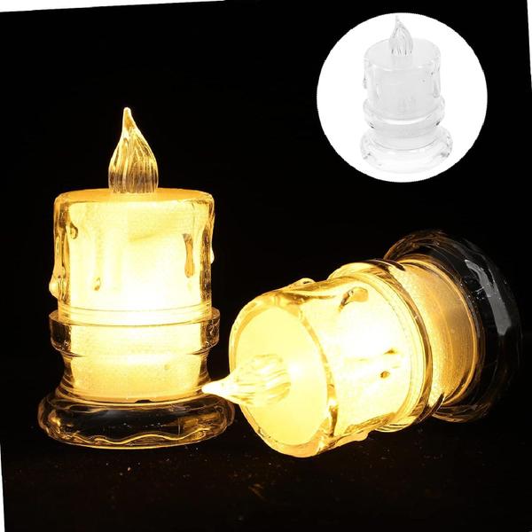 Imagem de Kit 2 Velas Luz Led Eletrônica Transparente Decoração 9cm