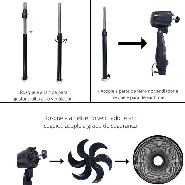 Imagem de Kit 2 Ventiladores Coluna Pedestal Super Power 110v Preto