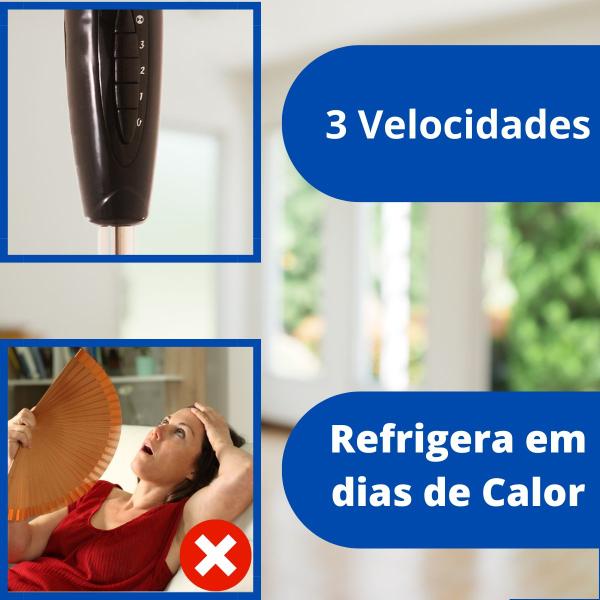 Imagem de Kit 2 Ventiladores de Coluna Com Pés 40CM Preto Oscilante Altura Ajustável 220v Torre Pedestal