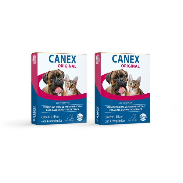 Imagem de Kit 2 Vermífugo Canex Original Cães 10kg 4 Comprimidos Ceva