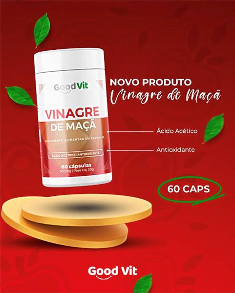 Imagem de Kit 2 Vinagre De Maçã Ácido Acético 60 Capsulas - Good Vit