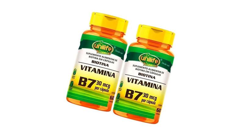 Imagem de Kit 2 Vitamina Biotina B7 Suplemento Com 60 Capsulas - Unilife