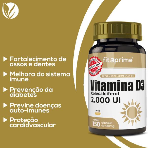 Imagem de Kit 2 Vitamina D3 2000UI Colecalciferol Extra 150 Cápsulas