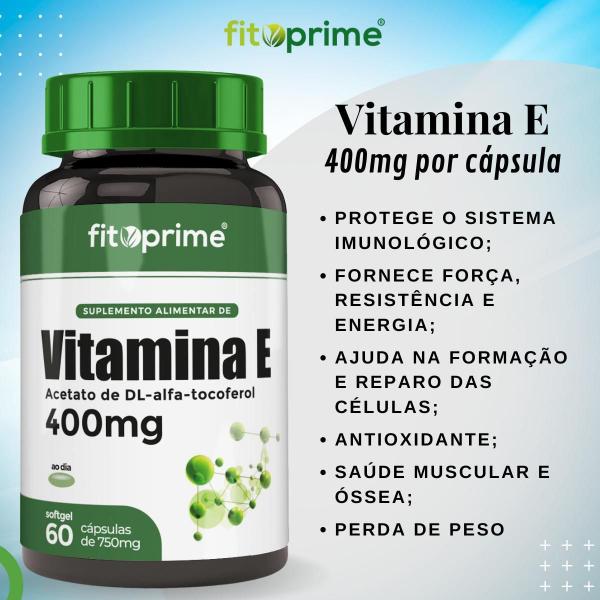 Imagem de Kit 2 Vitamina E 400Mg 400Ui Por Cápsula Com 60 Cápsulas