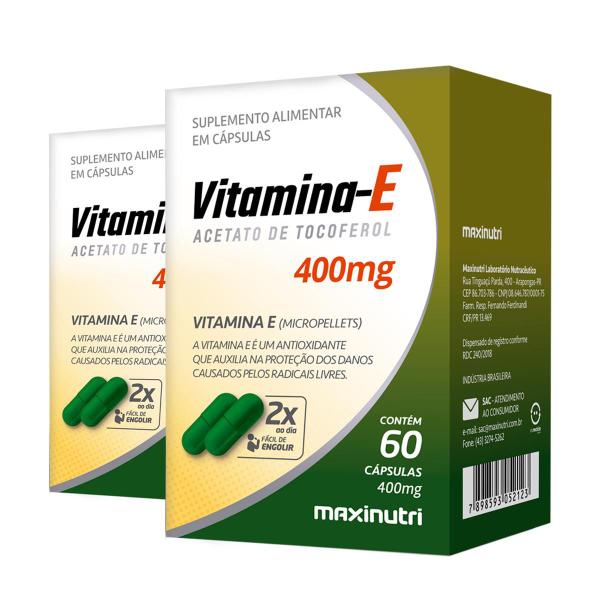 Kit 2 Vitamina E 400mg Maxinutri 60 Cápsulas Imagem de Kit 2 Vitamina E 400mg Maxinutri 60 Cápsulas