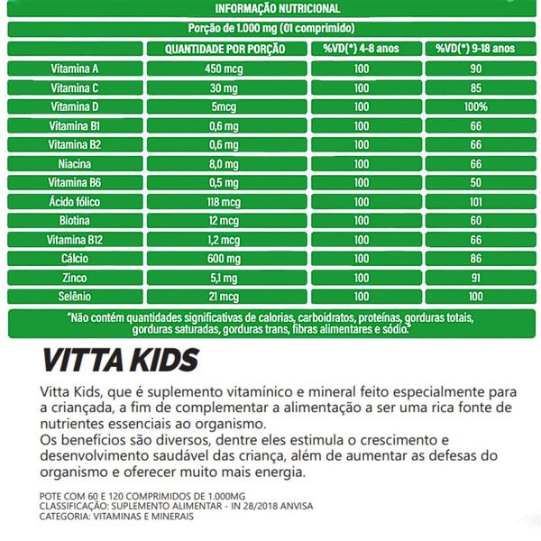 Imagem de Kit 2 Vitamina Infantil+ Imunidade + Apetite - Mastigável VittaKids Tutti Fruti 120 Comprimidos - Bio Vittas