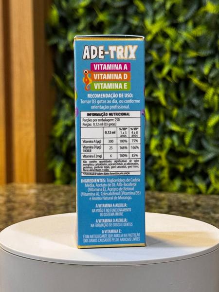 Imagem de Kit 2 Vitaminas A D e E  AdeTrix Kids Gotas Sabor Morango 30ml Flora Nativa