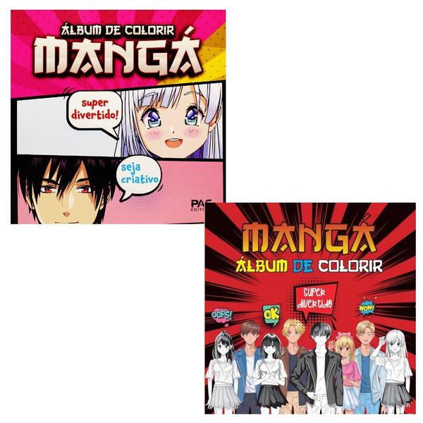 Kit 2 vol : álbum de colorir - mangá Imagem de Kit 2 vol : álbum de colorir - mangá
