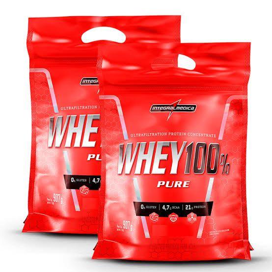 Imagem de Kit 2 whey 100% pure integralmedica - chocolate - refil 907g