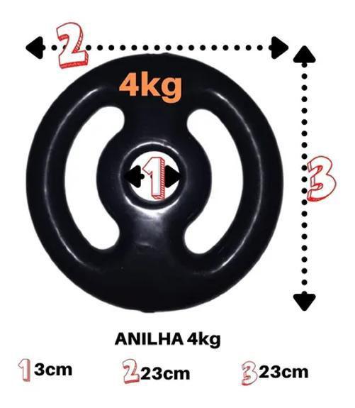 Imagem de Kit 2 X Anilhas De 04Kg Emborrachada Premium Preta