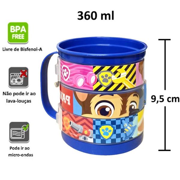 Imagem de Kit 2 Xícara Plástica Divertida Infantil Caneca Patrulha Canina