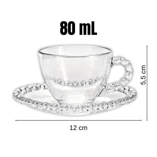 Kit 2 Xicaras Cafe Cristal Com Pires Coração Pearl 80ml - Lyor Imagem de Kit 2 Xicaras Cafe Cristal Com Pires Coração Pearl 80ml