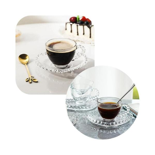 Kit 2 Xicaras Cafe Cristal Com Pires Coração Pearl 80ml - Lyor Imagem de Kit 2 Xicaras Cafe Cristal Com Pires Coração Pearl 80ml