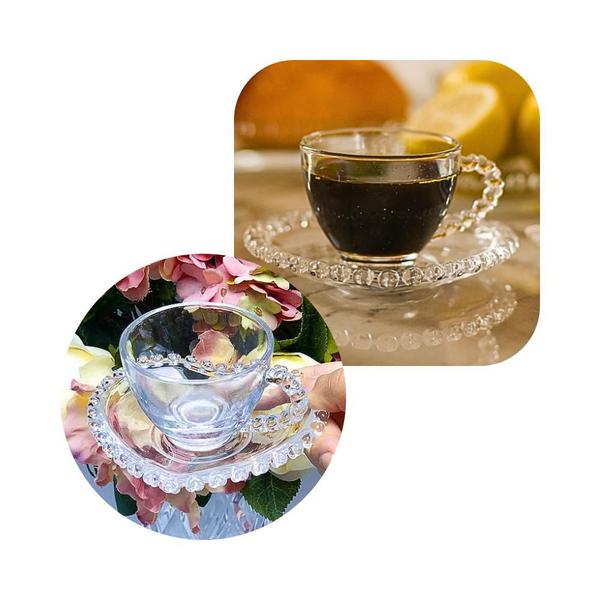 Kit 2 Xicaras Cafe Cristal Com Pires Coração Pearl 80ml - Lyor Imagem de Kit 2 Xicaras Cafe Cristal Com Pires Coração Pearl 80ml