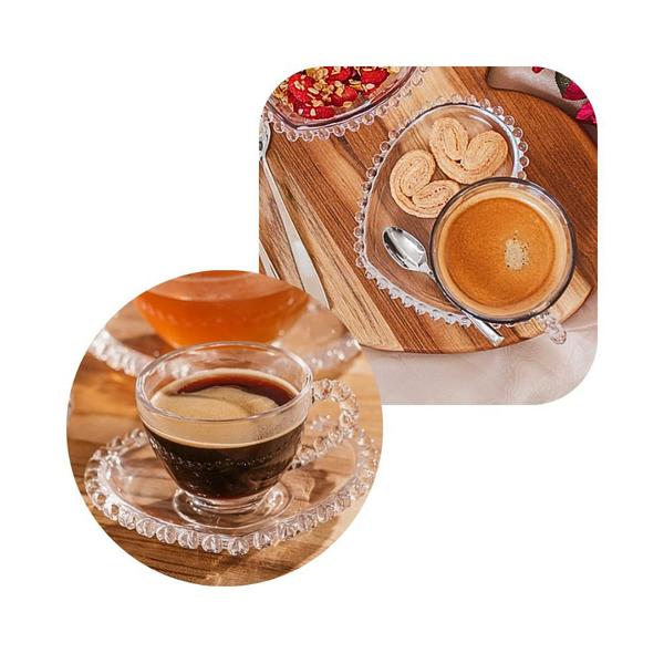 Kit 2 Xicaras Cafe Cristal Com Pires Coração Pearl 80ml - Lyor Imagem de Kit 2 Xicaras Cafe Cristal Com Pires Coração Pearl 80ml
