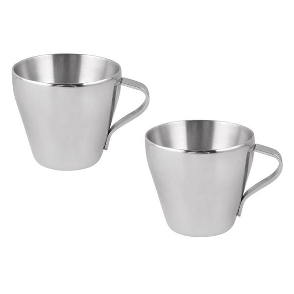 Imagem de Kit 2 Xícaras Café Expresso Parede Dupla Aço Inox 80Ml