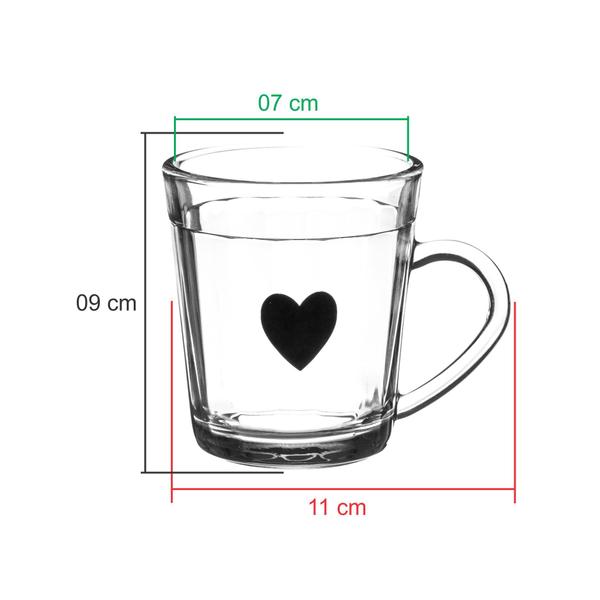 Imagem de Kit 2 Xícaras Caneca Americana Vidro Coração 200 ml