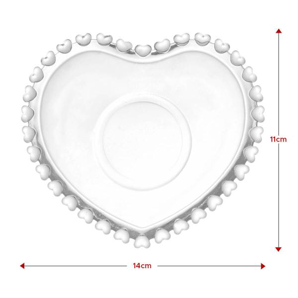 Imagem de Kit 2 Xícaras Com Pires de Cristal Café Chá Coração 170ml