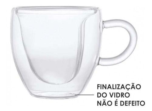 Imagem de Kit 2 Xícaras Coração Parede Dupla 80ml Para Café