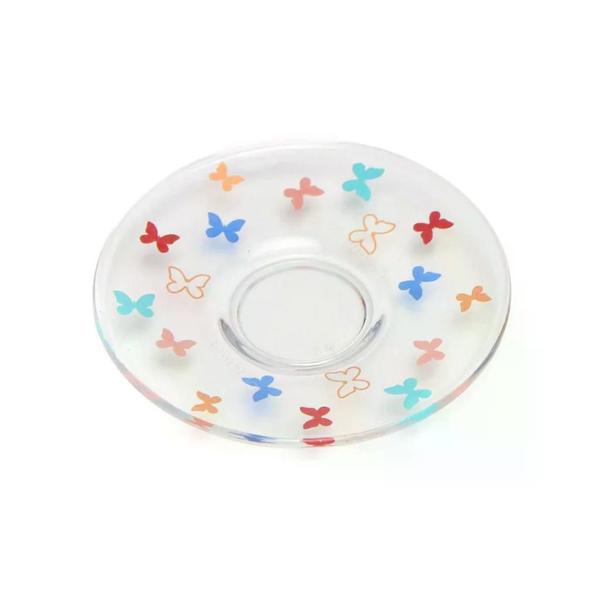 Kit 2 Xícaras de Café com Pires de Vidro Borboleta - Porcelana e Cia Imagem de Kit 2 Xícaras de Café com Pires de Vidro Borboleta
