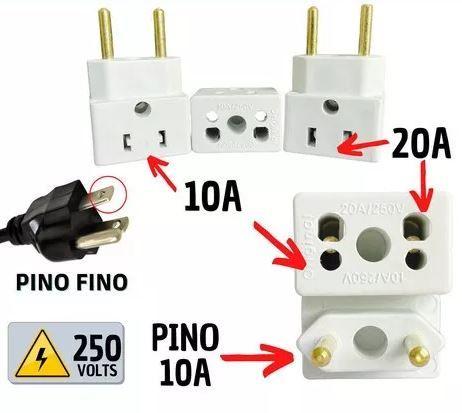 Imagem de Kit 20 Adaptador de Tomada BOB Esponja 10A e 20A