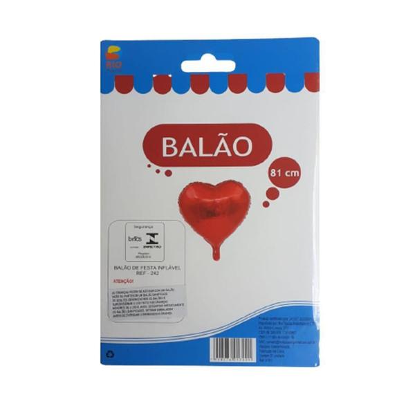 Imagem de Kit 20 Balão Metalizado Coração Vermelho 81Cm Com Haste