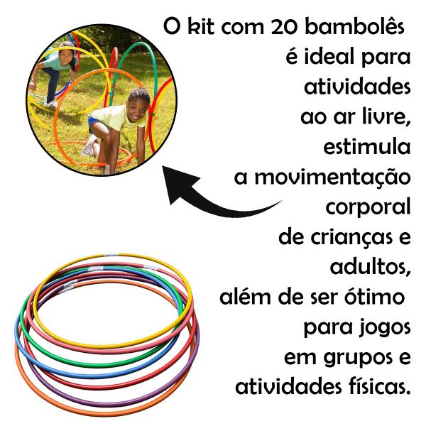 Imagem de Kit 20 Bambolê Argola Para Edução Física Infantil Diversão 65cm