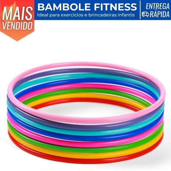 Imagem de Kit 20 Bambolês Infantil Exercicios Fitness Colorido 65cm Reforçado