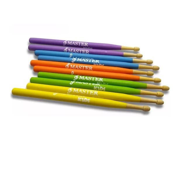 Kit 20 Baquetas Infantil Master Kids Colors Liverpool Novo Imagem de Kit 20 Baquetas Infantil Master Kids Colors Liverpool Novo