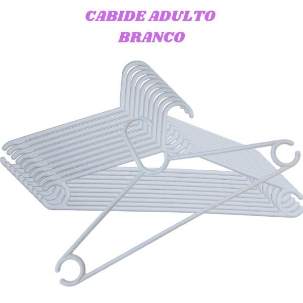 Imagem de Kit 20 Cabides Adulto Branco Plástico Reforçado Para Alças Alcinhas