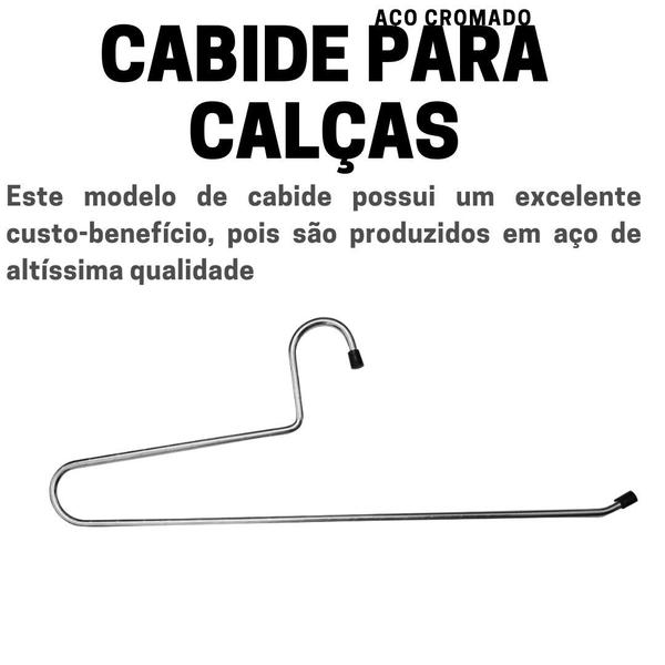 Imagem de Kit 20 Cabides Para Calça Aço Cromado Organizador Resistente