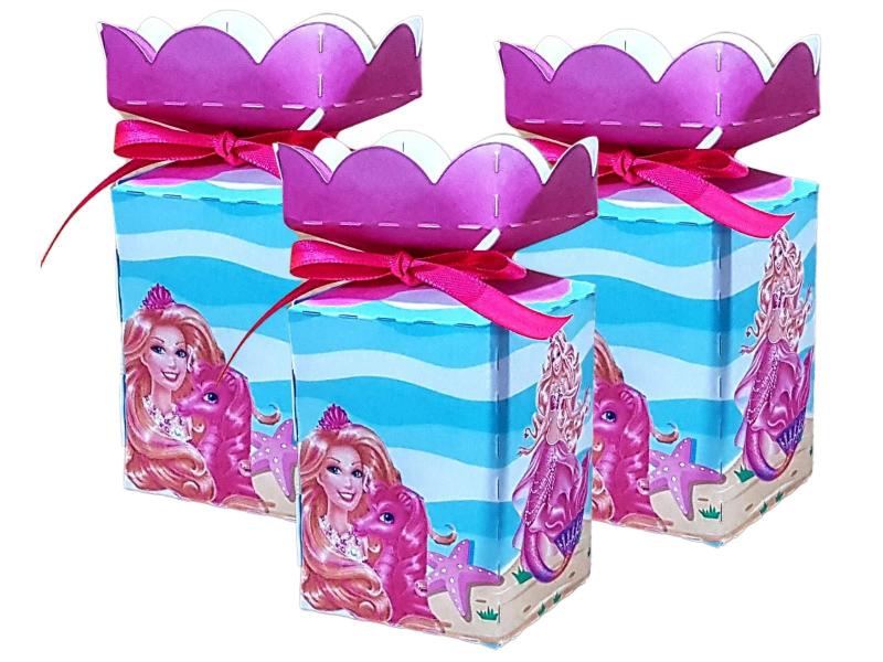 Imagem de Kit 20 Caixinhas Meia Bala Lembrancinhas Barbie Sereia Decoração