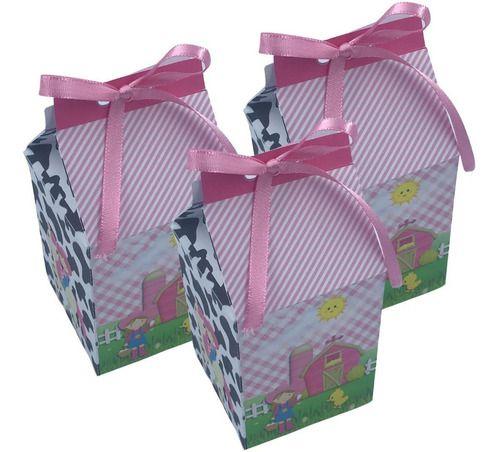 Imagem de Kit 20 Caixinhas Milk Decorativas Fazendinha Rosa para Festas Decoração