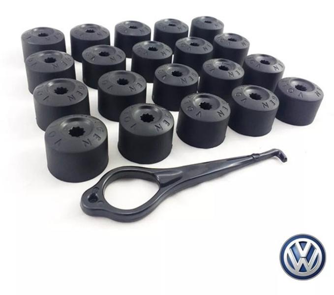 Imagem de Kit 20 Capa Parafuso Roda Vw Fox * 2002 A 2018 Miolo Roda