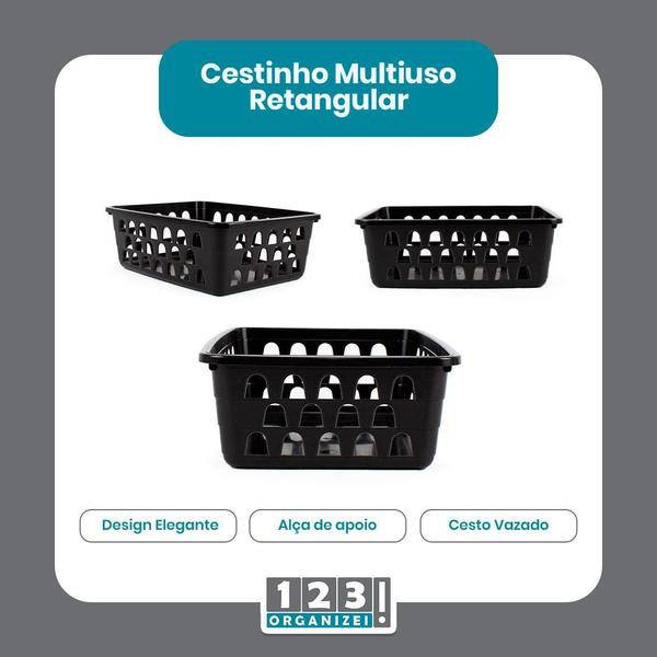 Imagem de Kit 20 Cestos Organizador 10 M E 10 Pequeno Preto