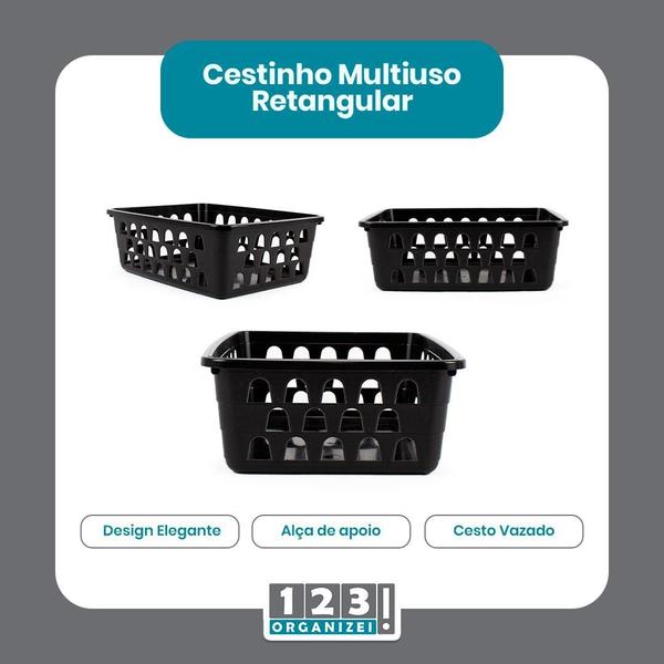 Imagem de Kit 20 Cestos Organizador Pequeno 16X12X6Cm Preto