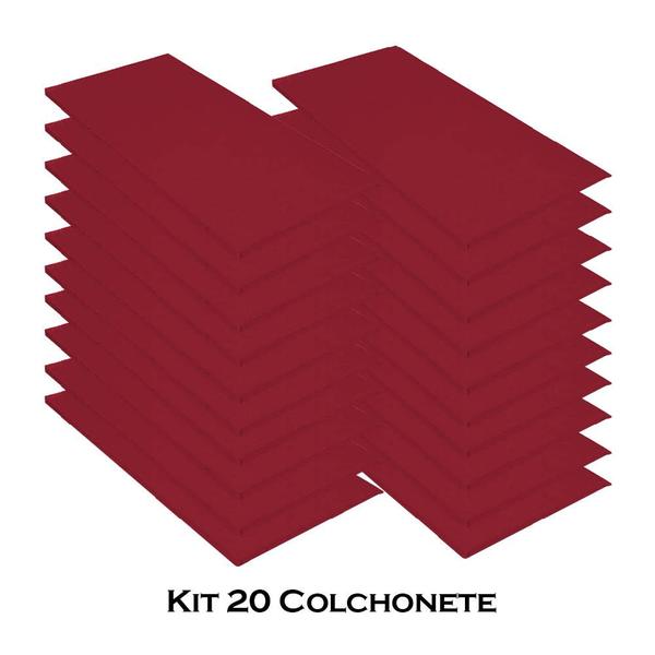 Imagem de Kit 20 Colchonete Slim 95x59cm Solteiro Para Ginástica Academia Escola Sintético Vermelho - Ahazzo Móveis