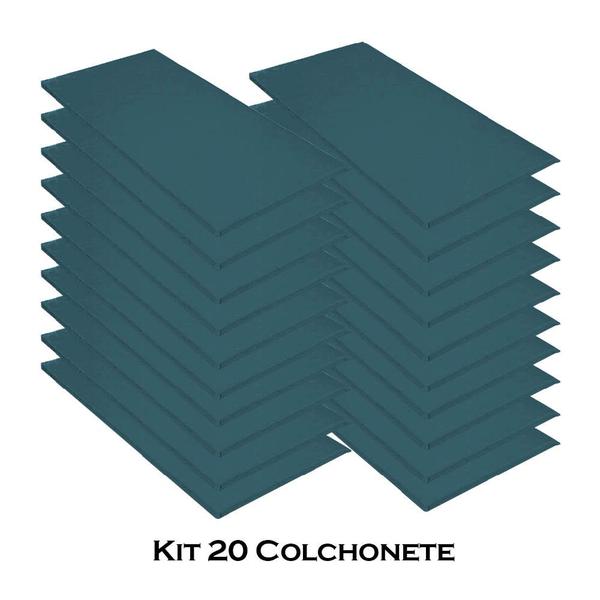 Imagem de Kit 20 Colchonete Slim 95x59cm Solteiro Para Ginástica Academia Escola Suede Azul Turquesa - Ahazzo Móveis