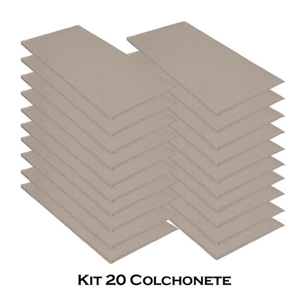 Imagem de Kit 20 Colchonete Slim 95x59cm Solteiro Para Ginástica Academia Escola Suede Bege - Ahz Móveis